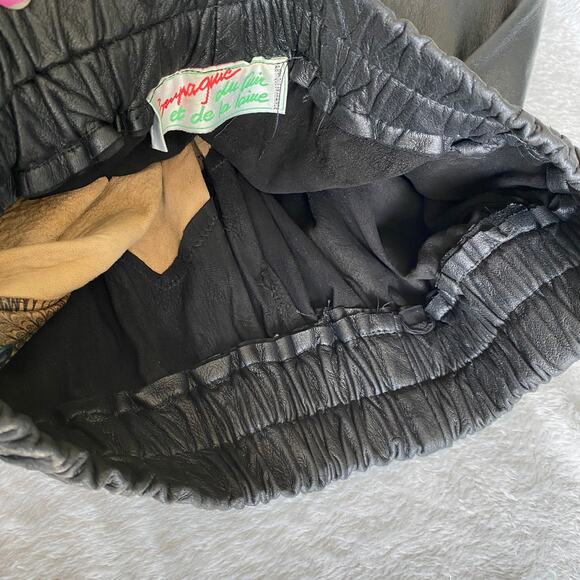 VTG 80 Compagnie‎ Whimsigoth Patchwork Midi Skirt Women S Black Leather ALTERED - Picture 8 of 11